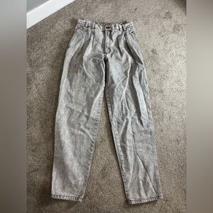 VTG 1980s Y2K SLICK JEANS Adult Grey Acid Wash Pleated Hi-Waist JEANS